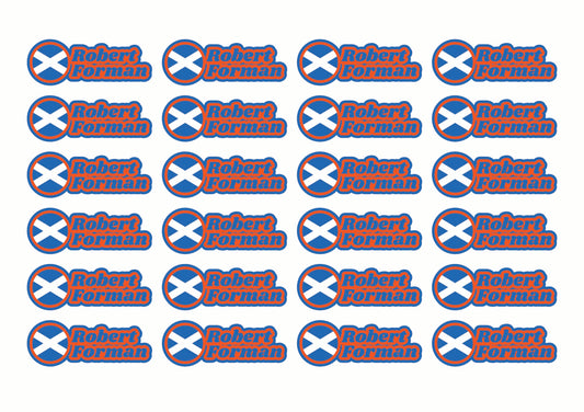 Round Flag Race Name Stickers For 1/8th scale Radio Controlled Vehicle A4,A5 Available