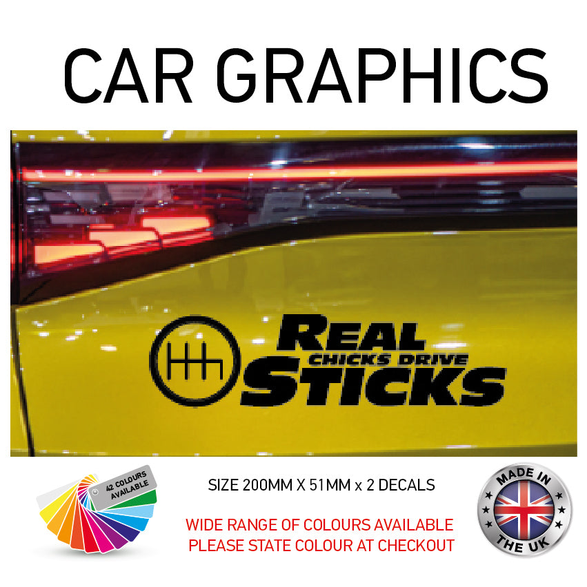 200CG011 Real Chicks Drive Sticks Sticker 200mm x 51mm