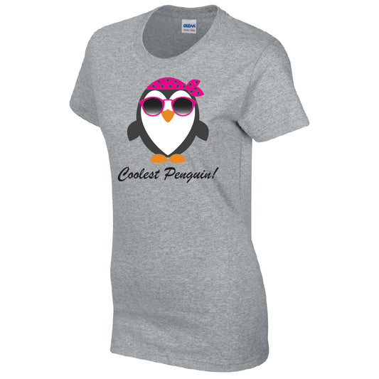Coolest Penguin Cotton T-Shirt Available in Grey and White TF25CL12