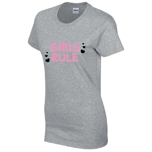 Girls Rule T-Shirt Available in Black Grey and White TF25CL15