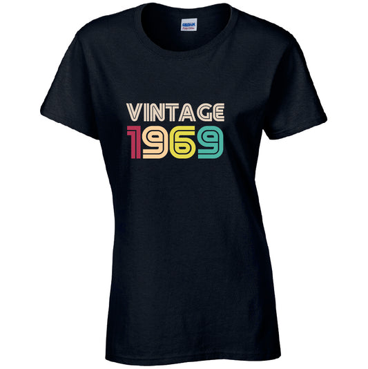 Vintage 1969 T-Shirt Available in Black Grey and White TF25CL26