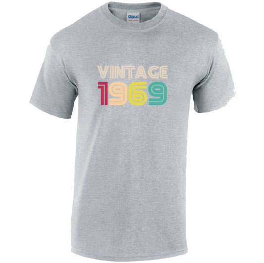Vintage 1969 Cotton T-Shirt Available in Black Grey and White TM25CL26