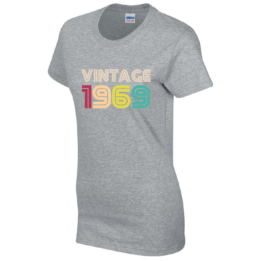Vintage 1969 T-Shirt Available in Black Grey and White TF25CL26