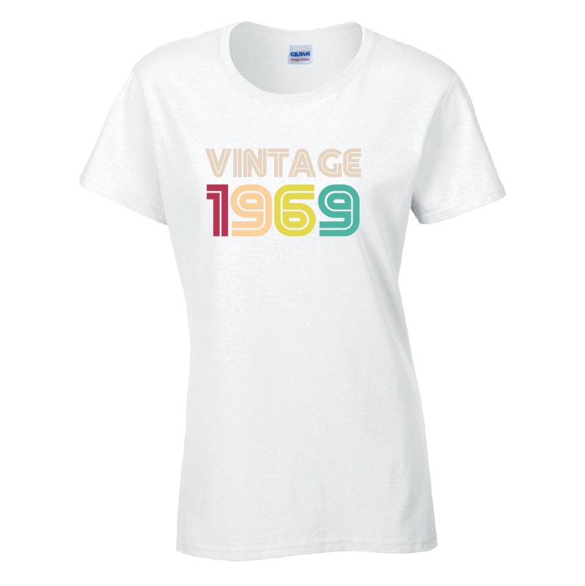 Vintage 1969 T-Shirt Available in Black Grey and White TF25CL26