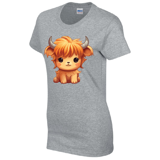 Highland Cow Cotton T-Shirt Available in Black Grey and White TF25CL02