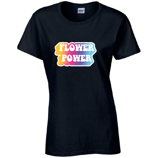 Flower Power Cotton T-Shirt Available in Black Grey and White TM25CL39