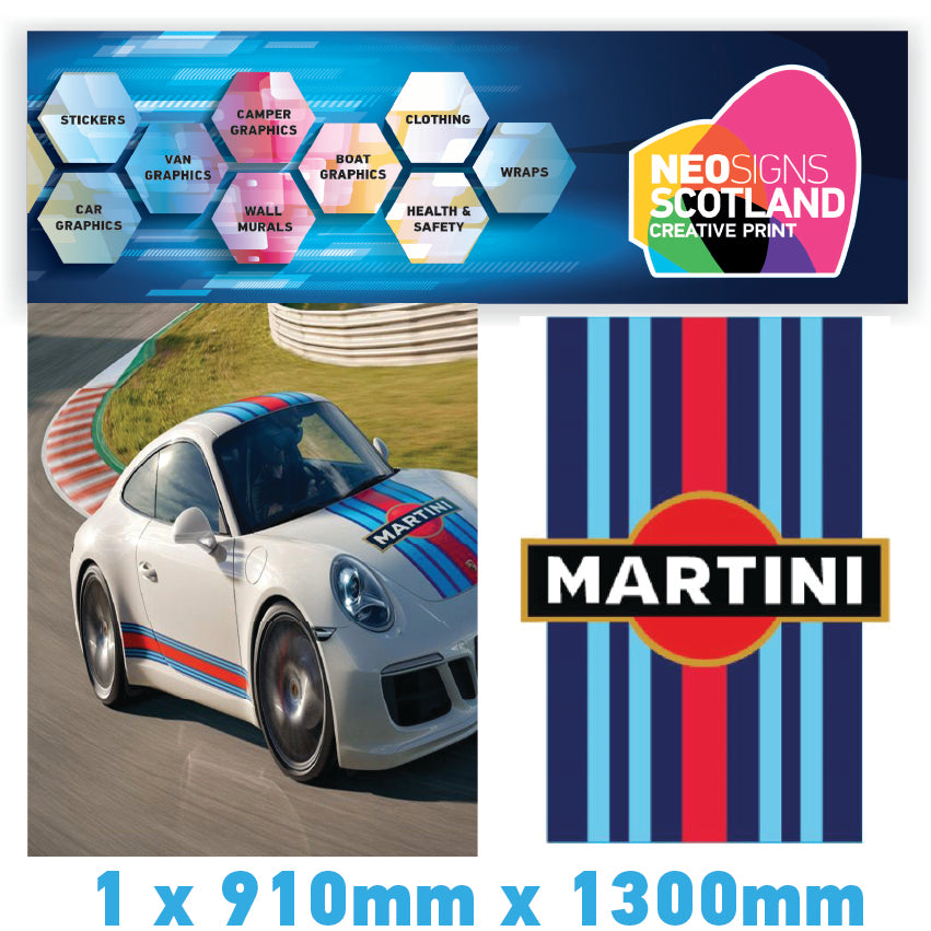 BKRBS02 Martini Racing Style Black Bonnet Stripe For Porsche