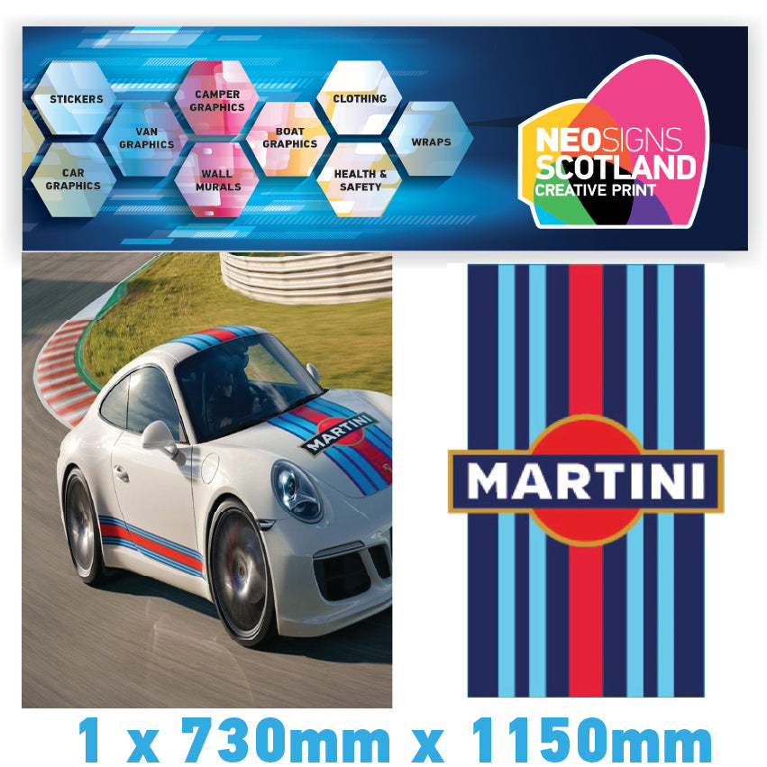 BMRBS04 Martini Racing Style Blue Bonnet Stripe For Porsche
