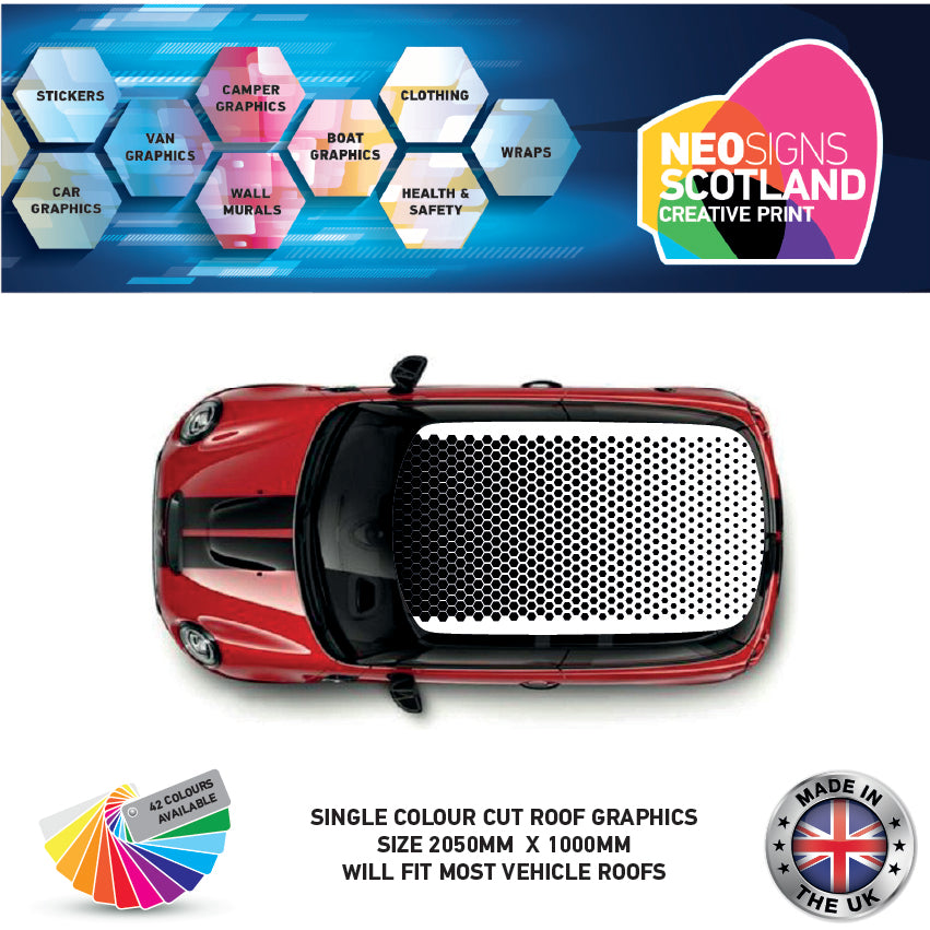 CRG05 Small Hexagons roof graphic Universal for any car
