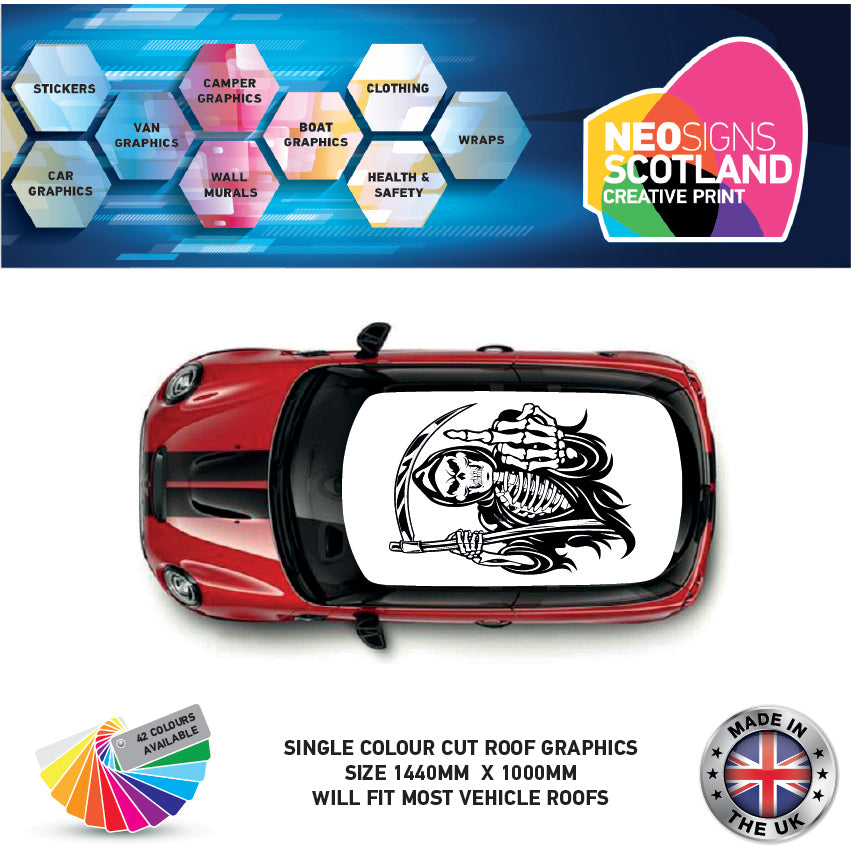 CRG19 Grim Reaper Skeleton roof graphic Universal for any car