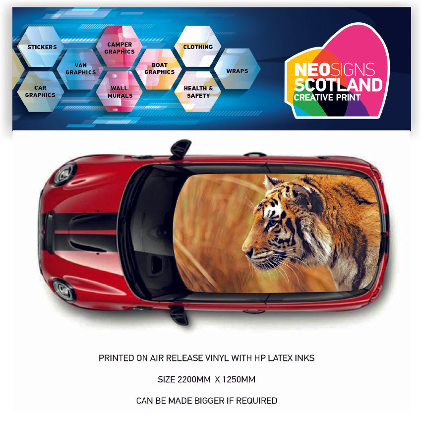 CRW13 Tiger Printed Roof wrap for Mini or any car universal