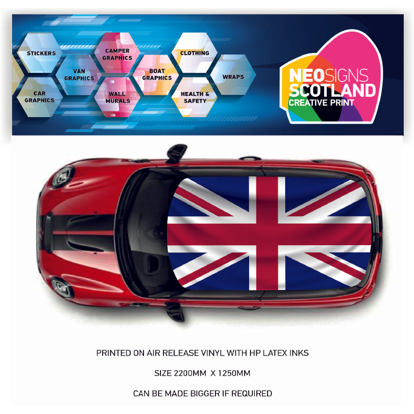CRW31 United Kingdom Flag Roof wrap for Mini or any car universal