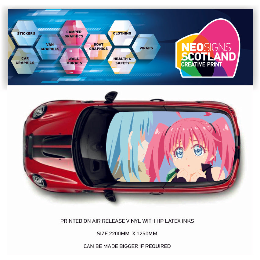 CRW37 Anime Roof wrap for Mini or any car universal