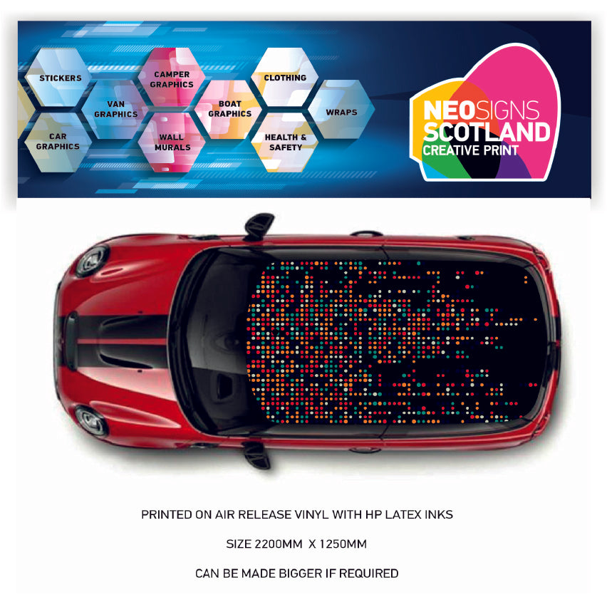 CRW42 Dot Pattern Roof wrap for Mini or any car universal