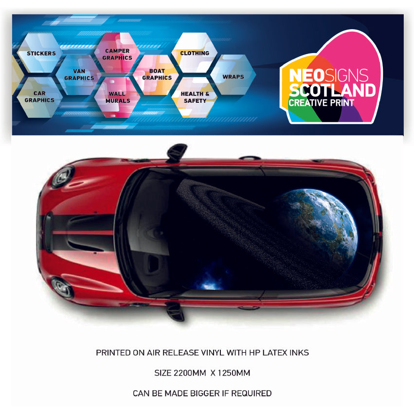 CRW44 Planet Earth Roof wrap for Mini or any car universal