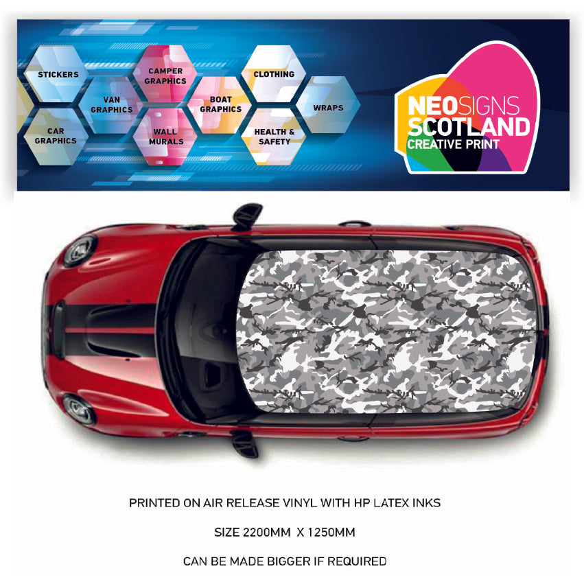 CRW59 Camouflage Style Roof wrap for Mini or any car universal