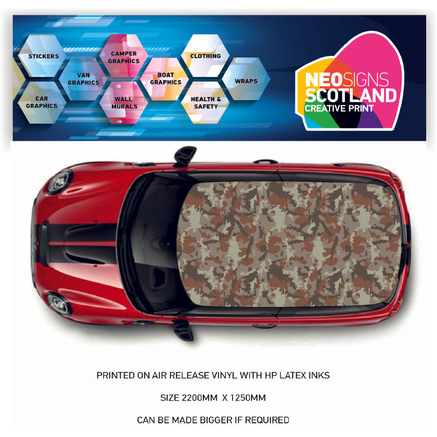 CRW067 Brown Camouflage Roof wrap for Mini or any car universal