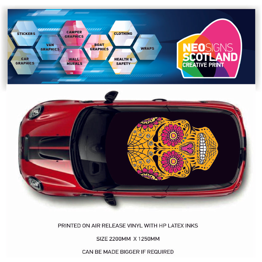 CRW078 Skull Roof wrap for Mini or any car universal