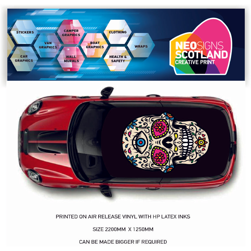 CRW079 Skull Roof wrap for Mini or any car universal