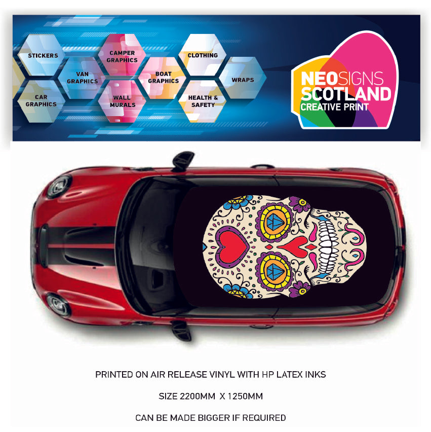 CRW080 Skull Roof wrap for Mini or any car universal