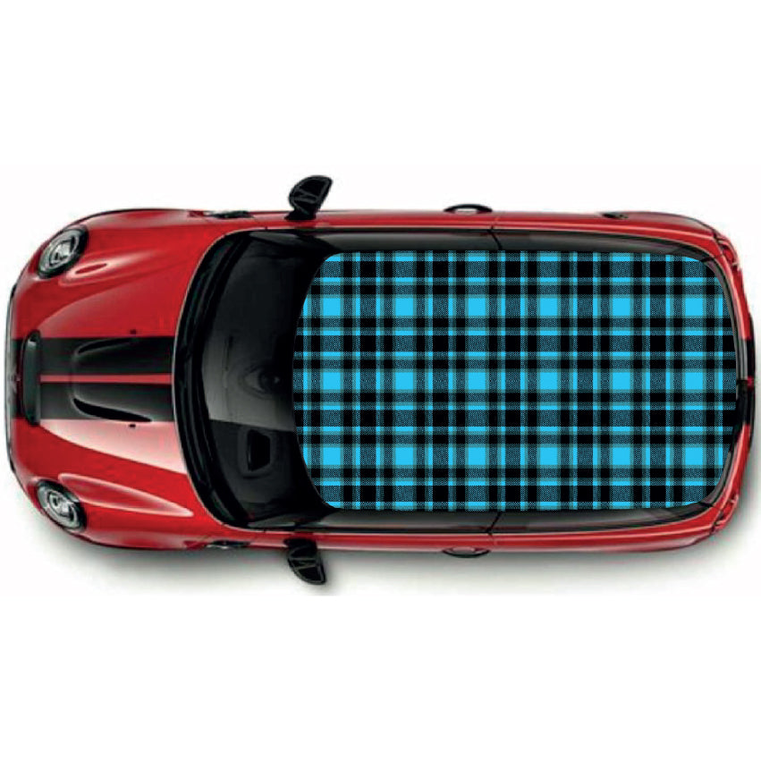 CRW087 blue Tartan Roof wrap for Mini or any car universal