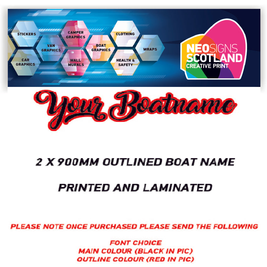 FCBN03 900mm Outlined boat watercraft names Two Colour