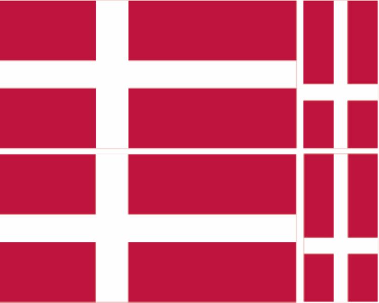 FLAG13A Denmark Flags 2 x 100mm 2 x 50mm