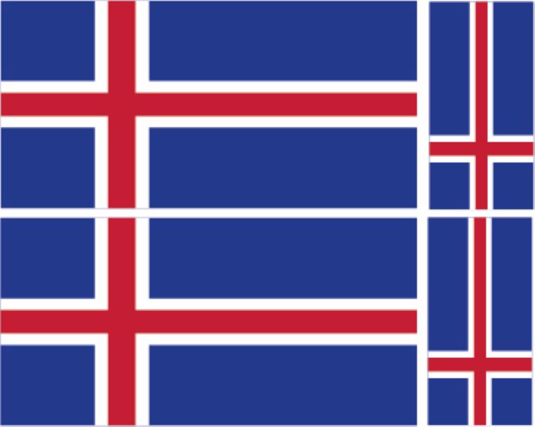FLAG18A Iceland Flags 2 x 100mm 2 x 50mm