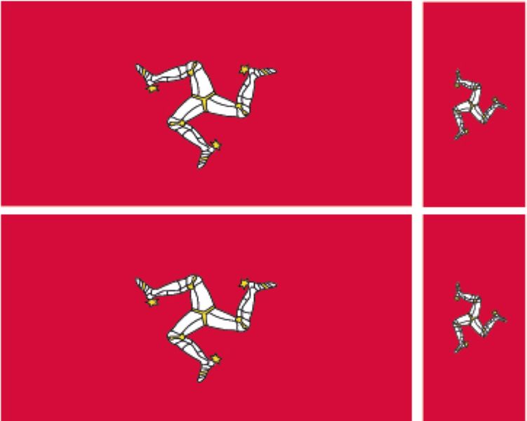 FLAG19A Isle of Man Flags 2 x 100mm 2 x 50mm
