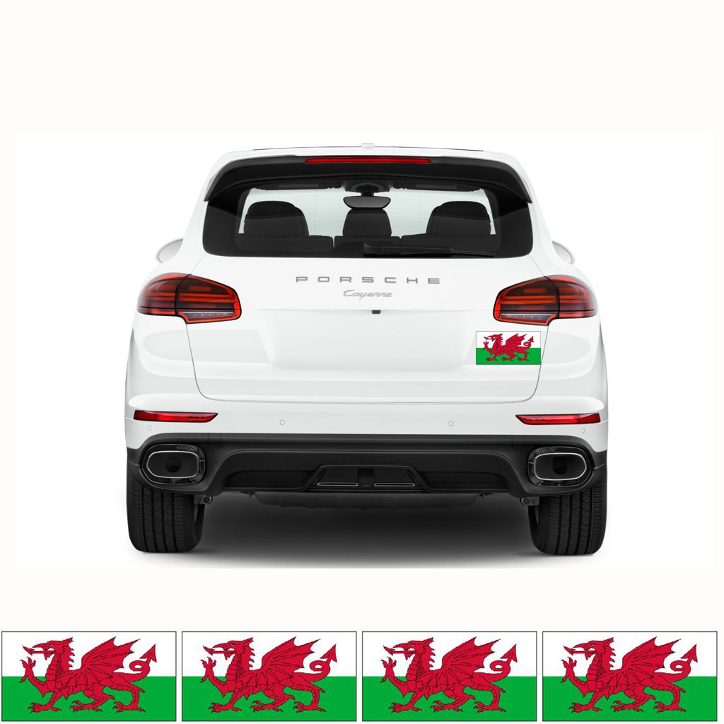 FLAG04C Wales Flags Stickers 4x150mm x 90mm