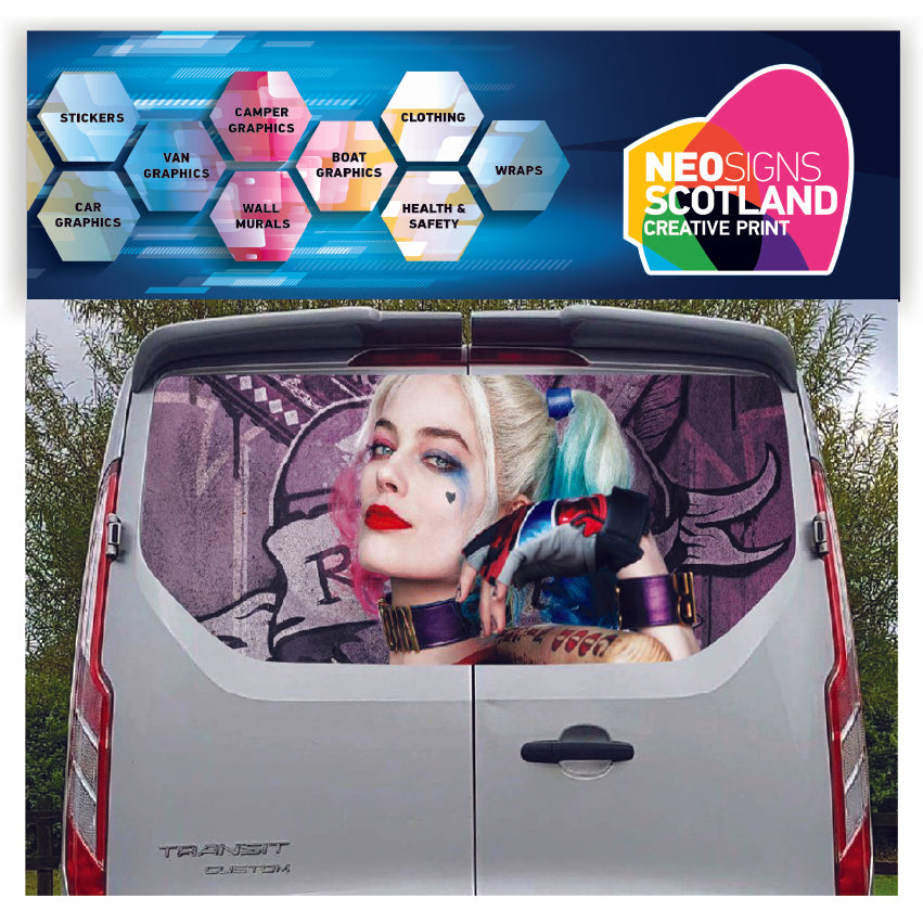 FORDT003 Harley Quinn Tailgate wrap for Ford Transit Custom