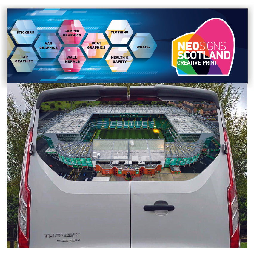FORDT031 Celtic Football Stadium Tailgate wrap for Ford Transit Custom