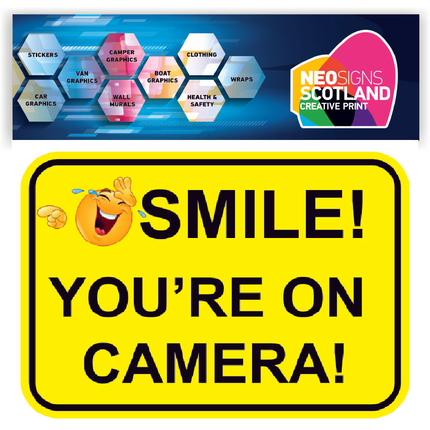 FS49A5 Smile You're on Camera Stickers 210mm X 148mm