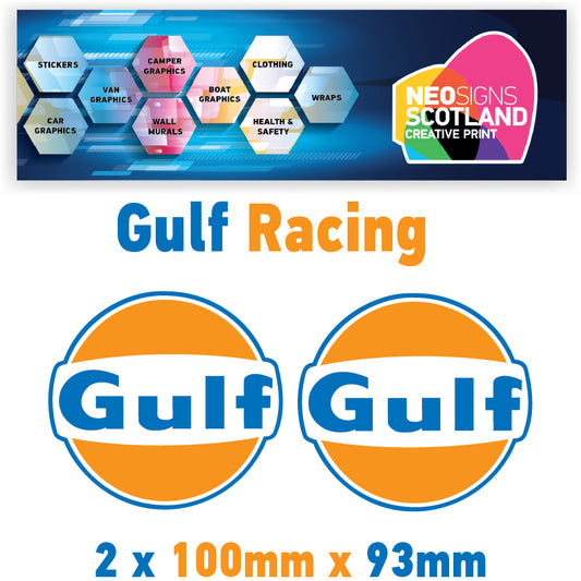Gulf Racing stickers x2 laminated for Porsche
