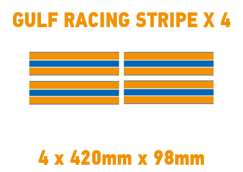 GU02A 4 x Gulf Racing Stripe 420mm x 98mm For Porsche