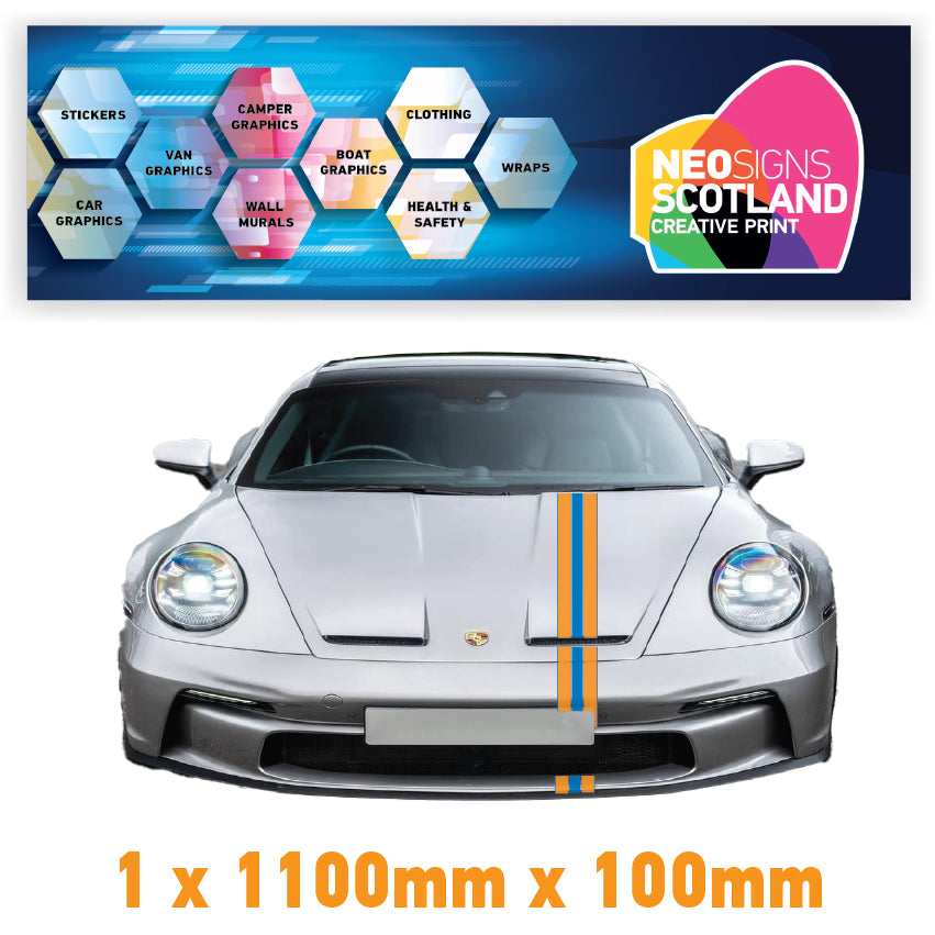 GU1.1A/1x100 Gulf Racing Bonnet Stripe 1100mm x 100mm For Porsche