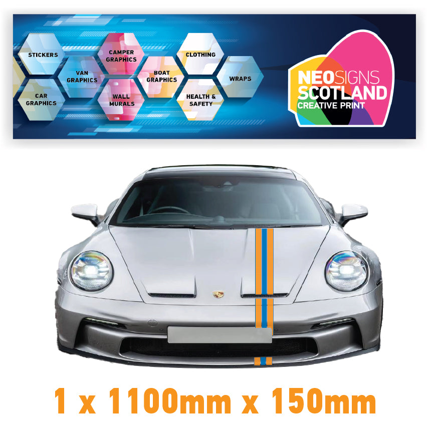 GU1.1A/1x150 Gulf Racing Bonnet Stripe 1100mm x 150mm For Porsche