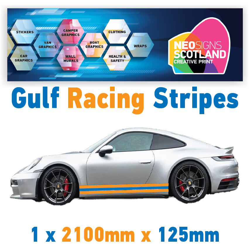 GU2.1A/1x125 Gulf Racing Side Stripe 2100mm x 125mm For Porsche