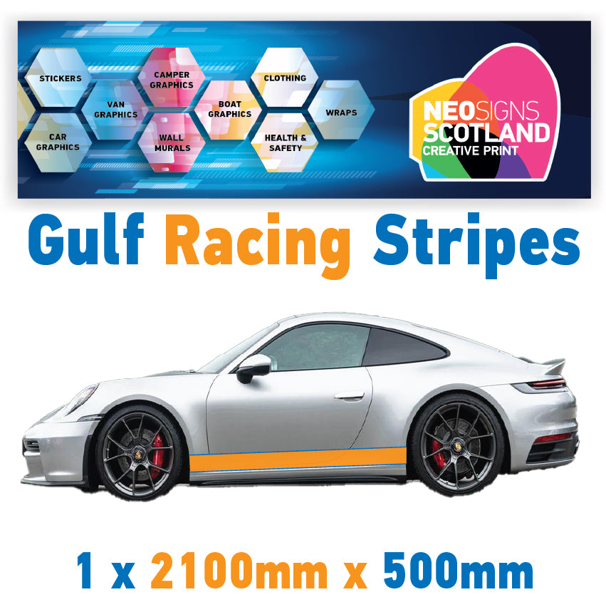 GU2.1B/1x500 Gulf Racing Side Stripe 2100mm x 500mm For Porsche