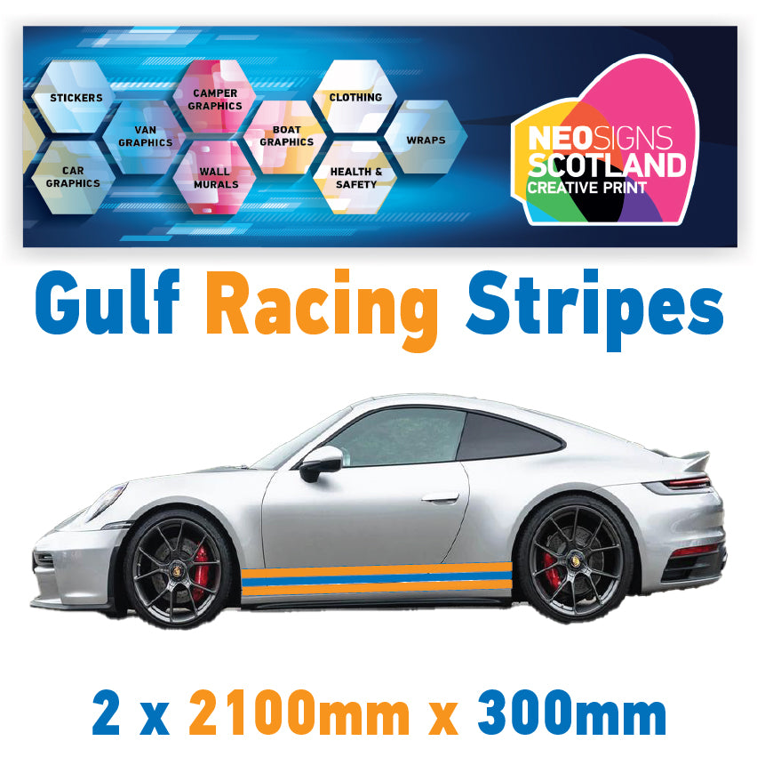 GU2.1A/2x300 Gulf Racing Side Stripe 2100mm x 300mm For Porsche