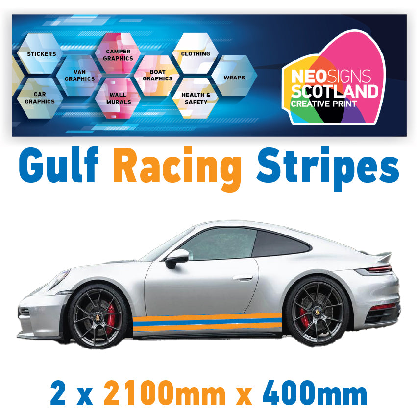 GU2.1A/2x400 Gulf Racing Side Stripe 2100mm x 400mm For Porsche