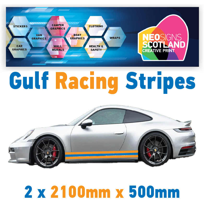 GU2.1A/2x500 Gulf Racing Side Stripe 2100mm x 500mm For Porsche