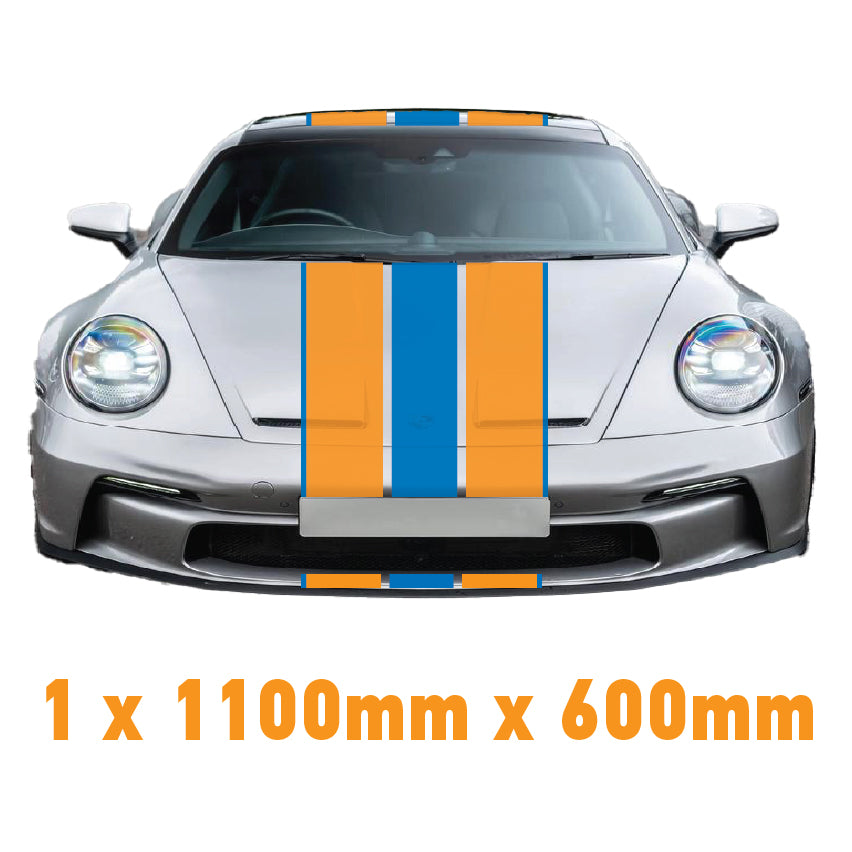 GU1.1A/1x600 Gulf Racing Bonnet Stripe 1100mm x 600mm For Porsche