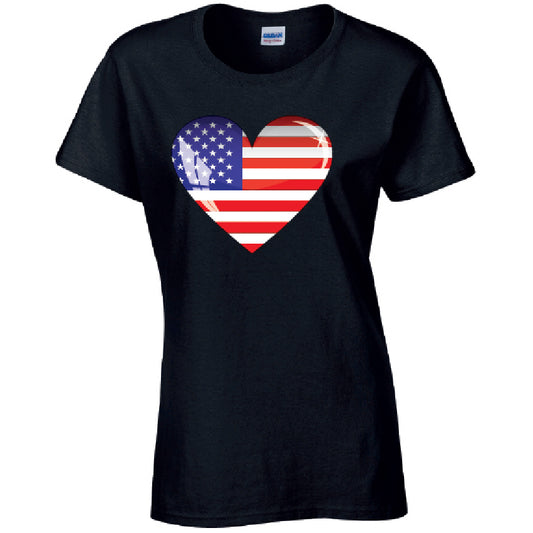 American Heart Ladies Cotton T-Shirt Available in Black Grey and White LT01