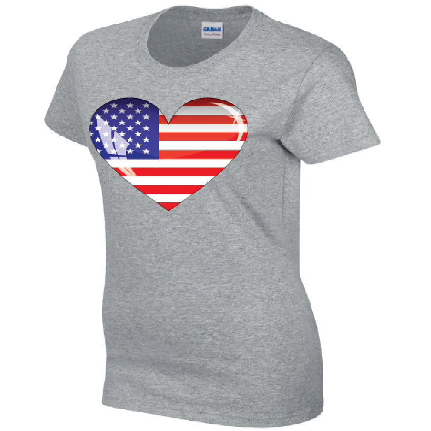 American Heart Ladies Cotton T-Shirt Available in Black Grey and White LT01