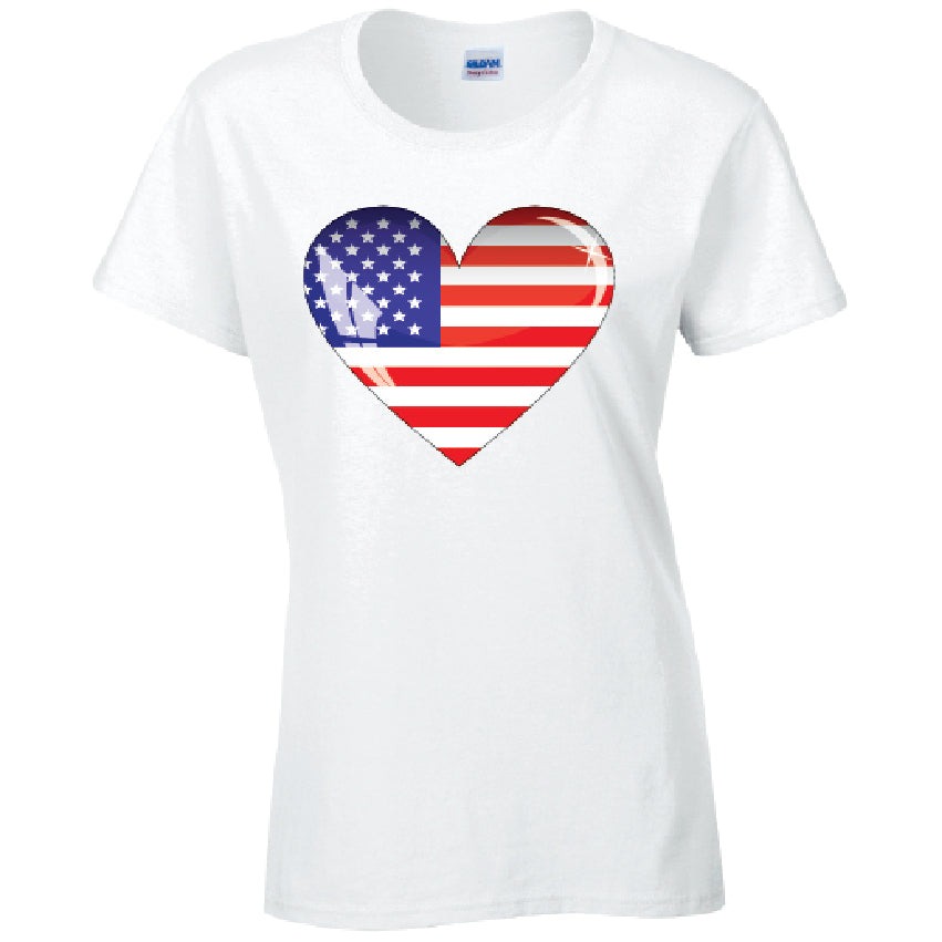 American Heart Ladies Cotton T-Shirt Available in Black Grey and White LT01