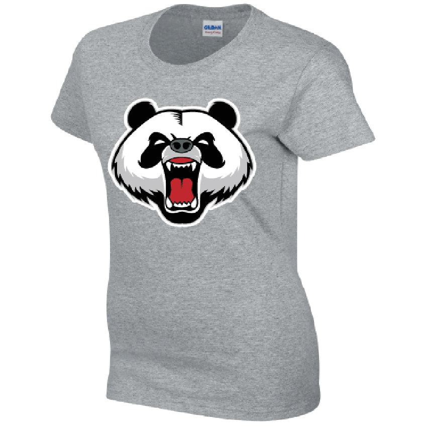Angry Panda Ladies Cotton T-Shirt Available in Black Grey and White LT02