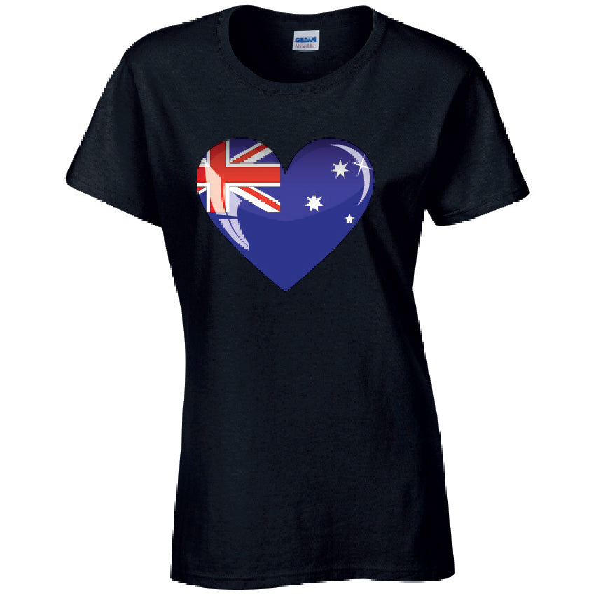 Australia Heart Ladies Cotton T-Shirt Available in Black Grey and White LT03