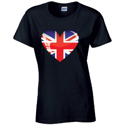 British Heart Ladies Cotton T-Shirt Available in Black Grey and White LT04