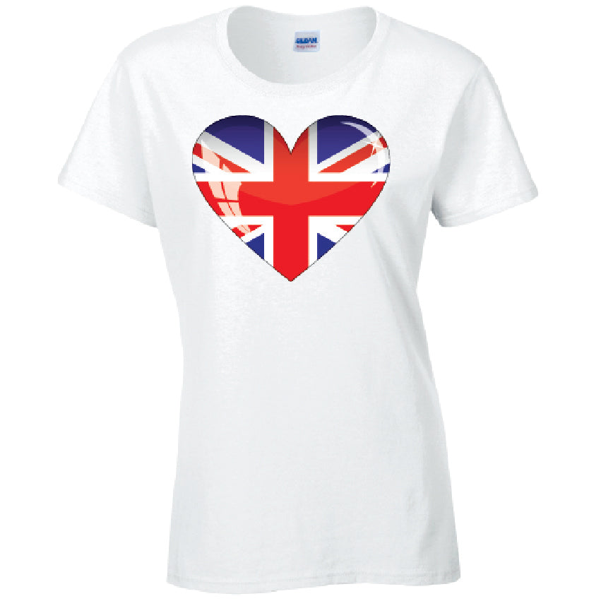 British Heart Ladies Cotton T-Shirt Available in Black Grey and White LT04